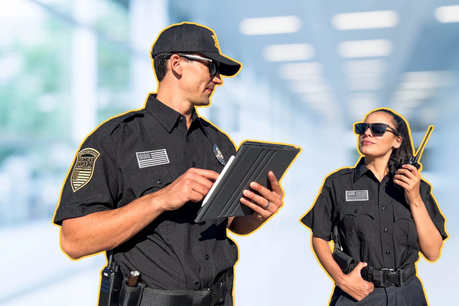 Professional guards with tablet